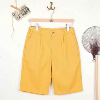 Bernicle, Bermuda en toile Bio droit - Toile Jaune — photo 1