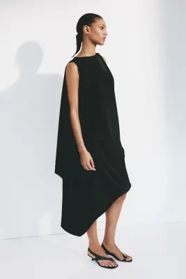 Robe midi à effet drapé - Noir — photo 1