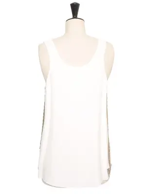 Débardeur ICONIC en crêpe de soie blanc ivoire brodé perles argent Prix boutique 1300€ Taille 38 — photo 5