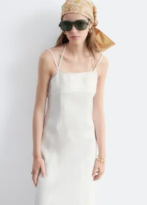Robe midi en lin - Blanc — photo 3