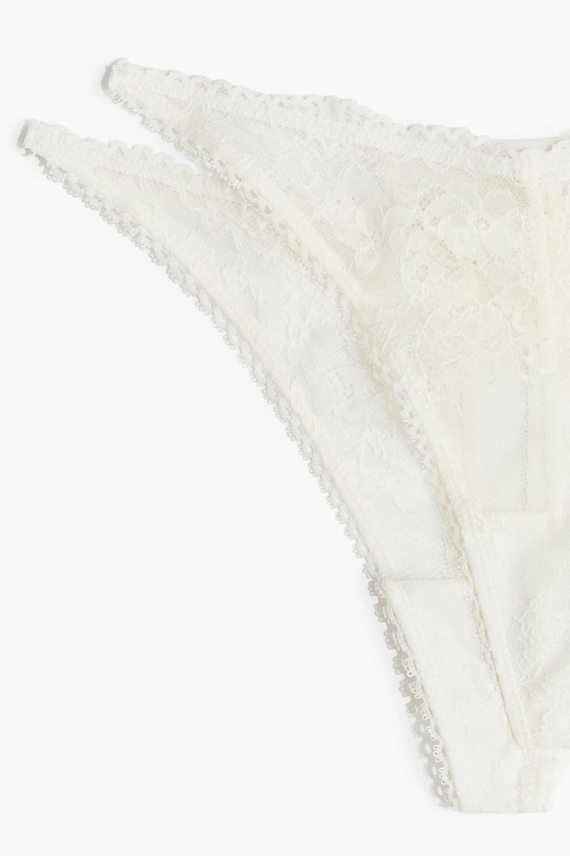 Lot de 2 strings Tanga en dentelle - Blanc