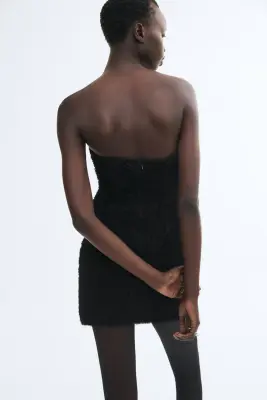 Appliquéd bandeau dress - Noir — photo 3