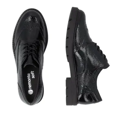 Chaussures à Lacets Remonte D2Q04-02 Noires - Vernis Talon Bloc Grande Pointure Femme — photo 5