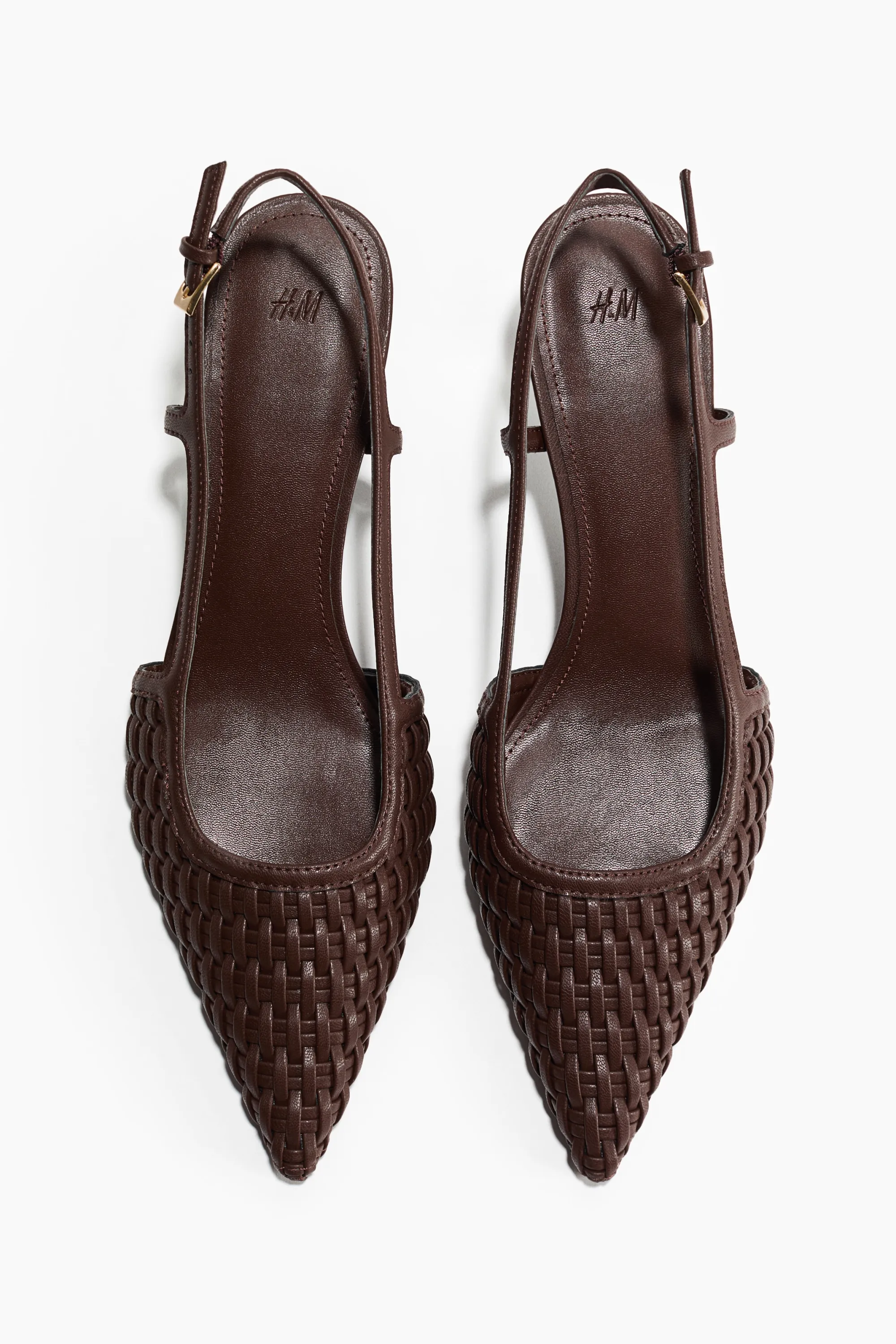 Escarpins à bride arrière avec talon kitten heel - Marron foncé