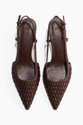Escarpins à bride arrière avec talon kitten heel - Marron foncé — photo 1