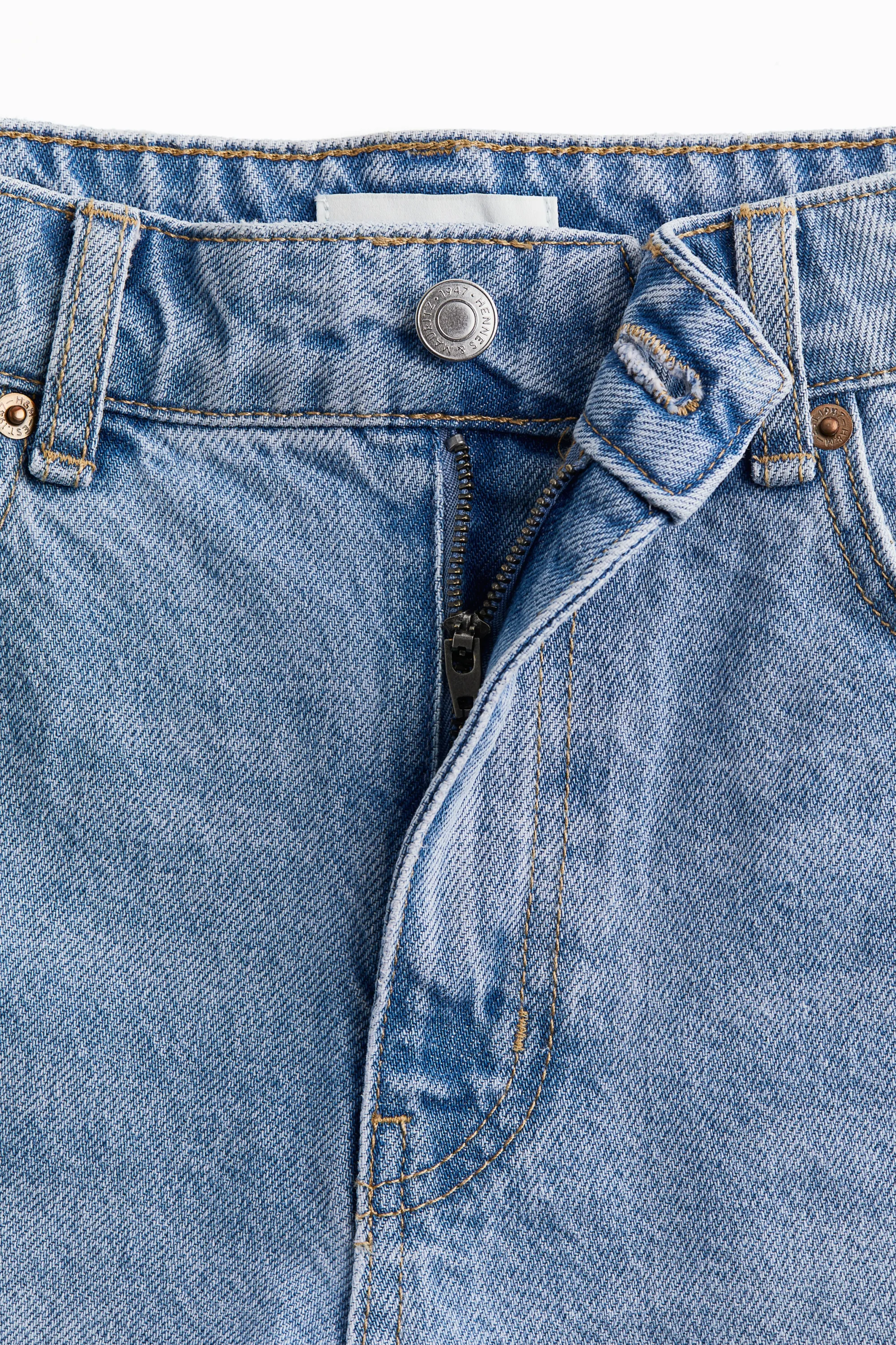 Short taille haute en denim - Bleu denim clair