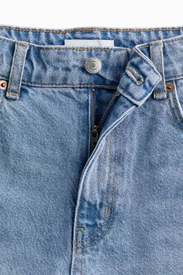 Short taille haute en denim - Bleu denim clair — photo 1