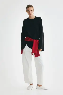Long-sleeved cotton top - Noir — photo 1