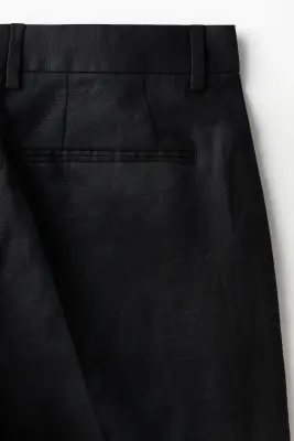 Pantalon de costume Slim Fit en lin - Noir — photo 4