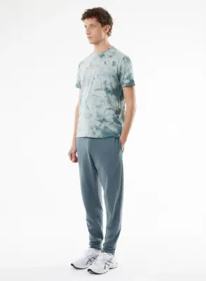 T-shirt Bleu Manches Courtes Col Rond en Coton organique / Elasthanne — photo 4