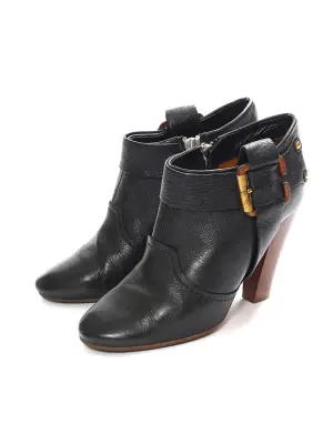 Bottines à talon en cuir noir et talon bois Px boutique 450€ Taille 39 — photo 2