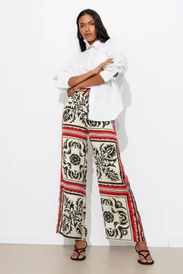 Pantalon large en satin Femme — photo 2