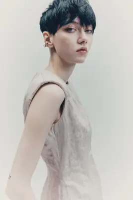 Robe en tissu jacquard - Grège clair — photo 2