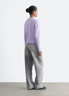 Pull à col en V côtelé - Lilas — photo 5