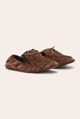 Mocassins Alix franges croûte de cuir moka — photo 2