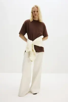 T-shirt Cooling Oversized Fit - Marron foncé — photo 2