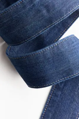 Blouse en denim avec détail façon écharpe - Bleu denim foncé — photo 4