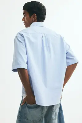 Chemise Oxford Relaxed Fit avec manches courtes - Bleu clair/New York City — photo 3