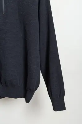 Comoli – Wool Half-Zip Knit E03-06030 – CHARCOAL — photo 5