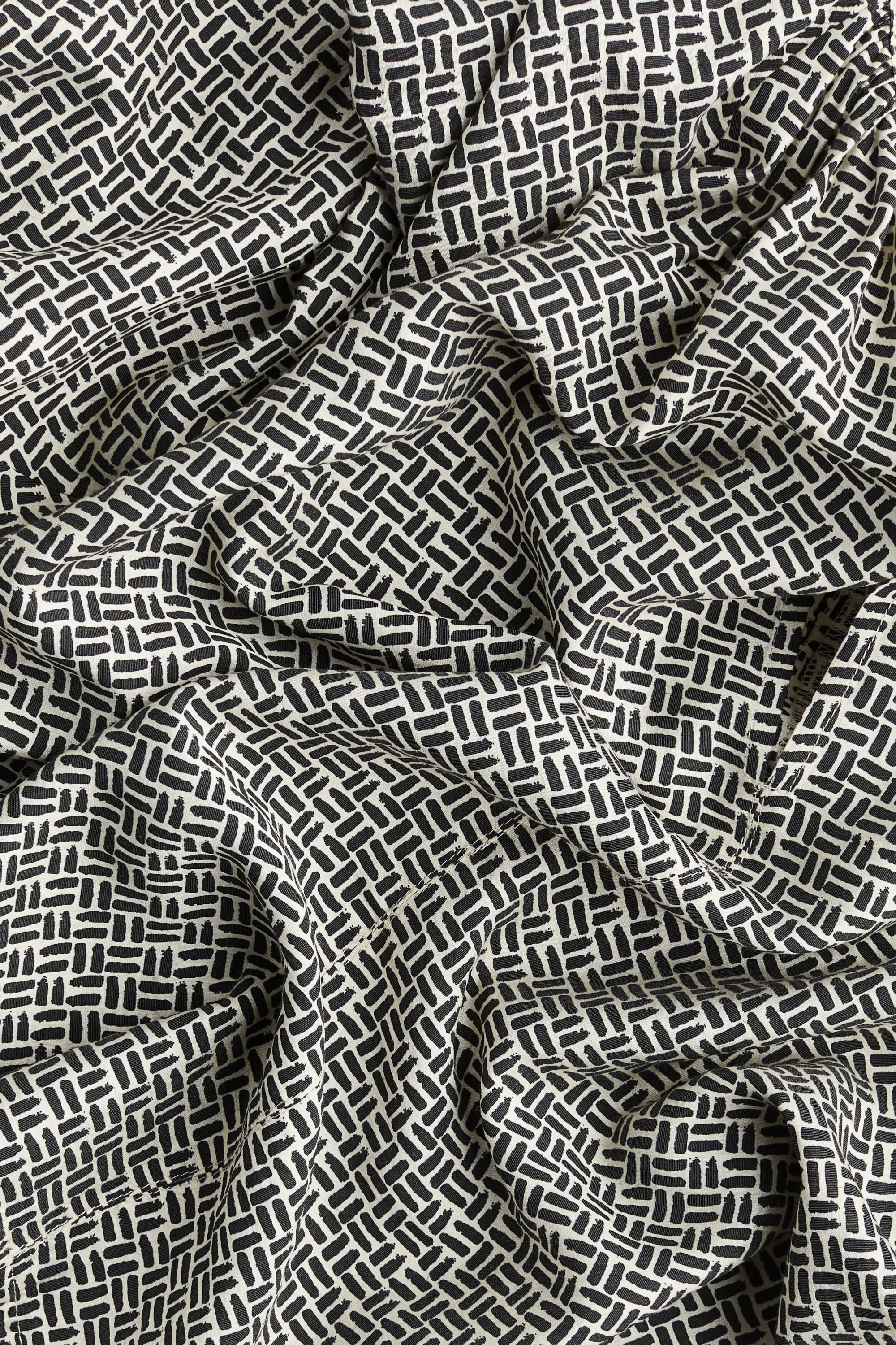 Blouse à manches ballon - Crème/motif noir