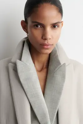MANTEAU TAILLEUR LONG EN SERGÉ DE LAINE - BEIGE CLAIR — photo 3