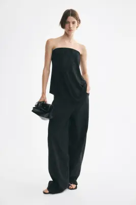 Top bandeau en jersey jacquard - Noir — photo 1