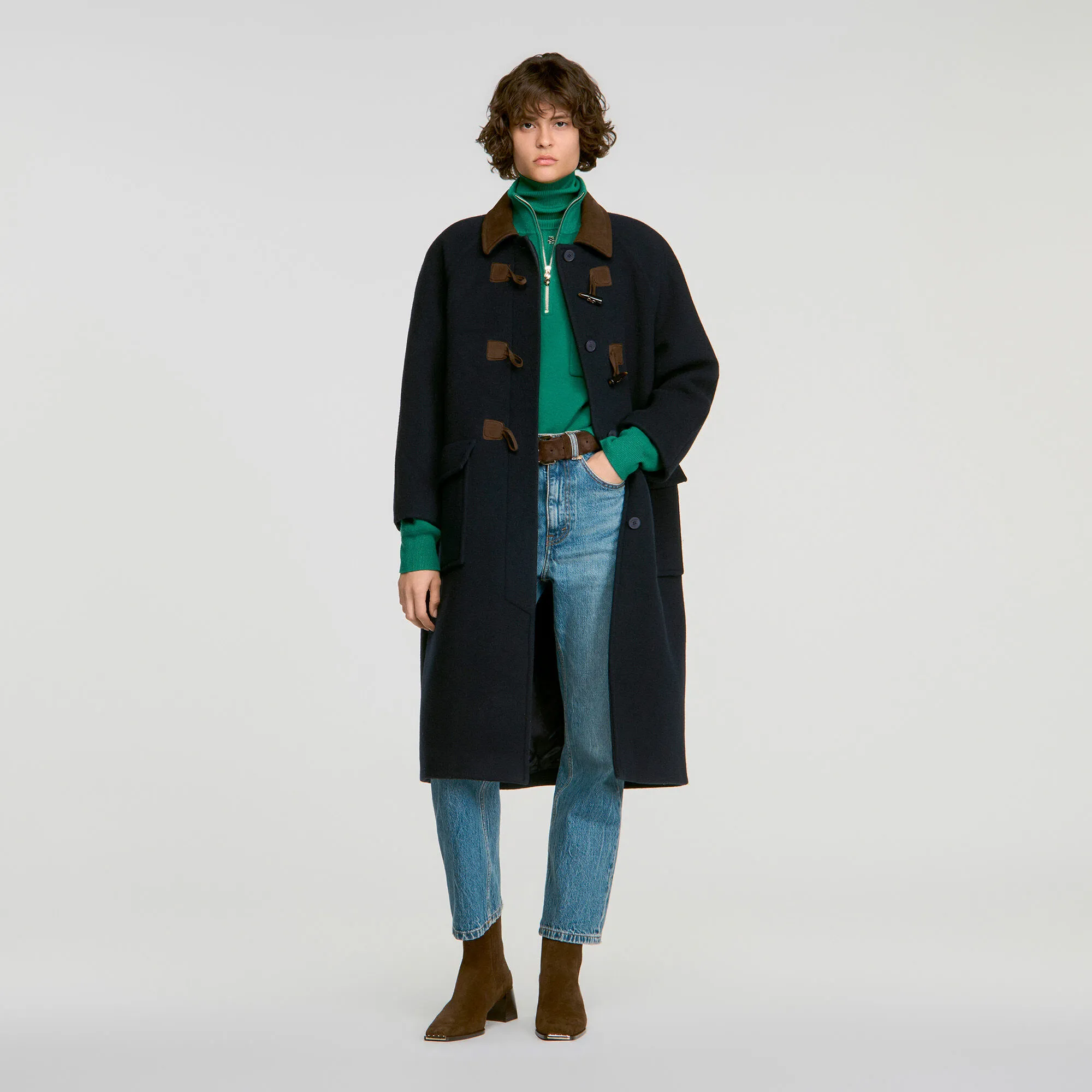 Duffel-coat en laine double-face