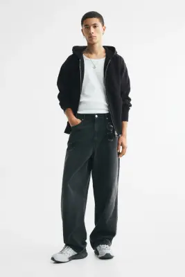 Veste à capuche zippée Relaxed Fit - Noir — photo 1
