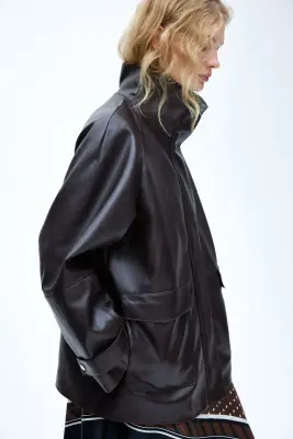 Veste en tissu enduit - Marron foncé — photo 2