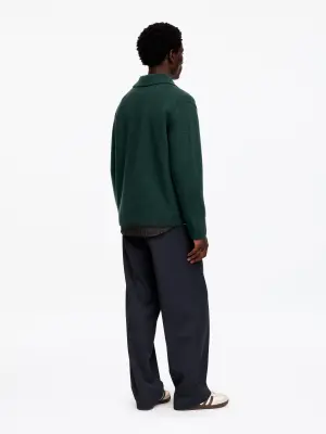 Cardigan en laine zippé - Vert forêt — photo 2