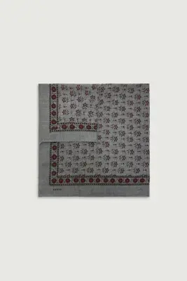 FOULARD CLASSIQUE EN LAINE GRIS FONCÉ/KAKI