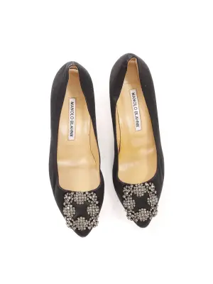 Escarpins HANGISI bijoux en satin noir Prix boutique 995€ Taille 36 — photo 2