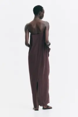 Robe bandeau avec détail noué - Marron foncé — photo 2