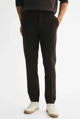 Pantalon chic Slim Fit - Marron foncé — photo 2