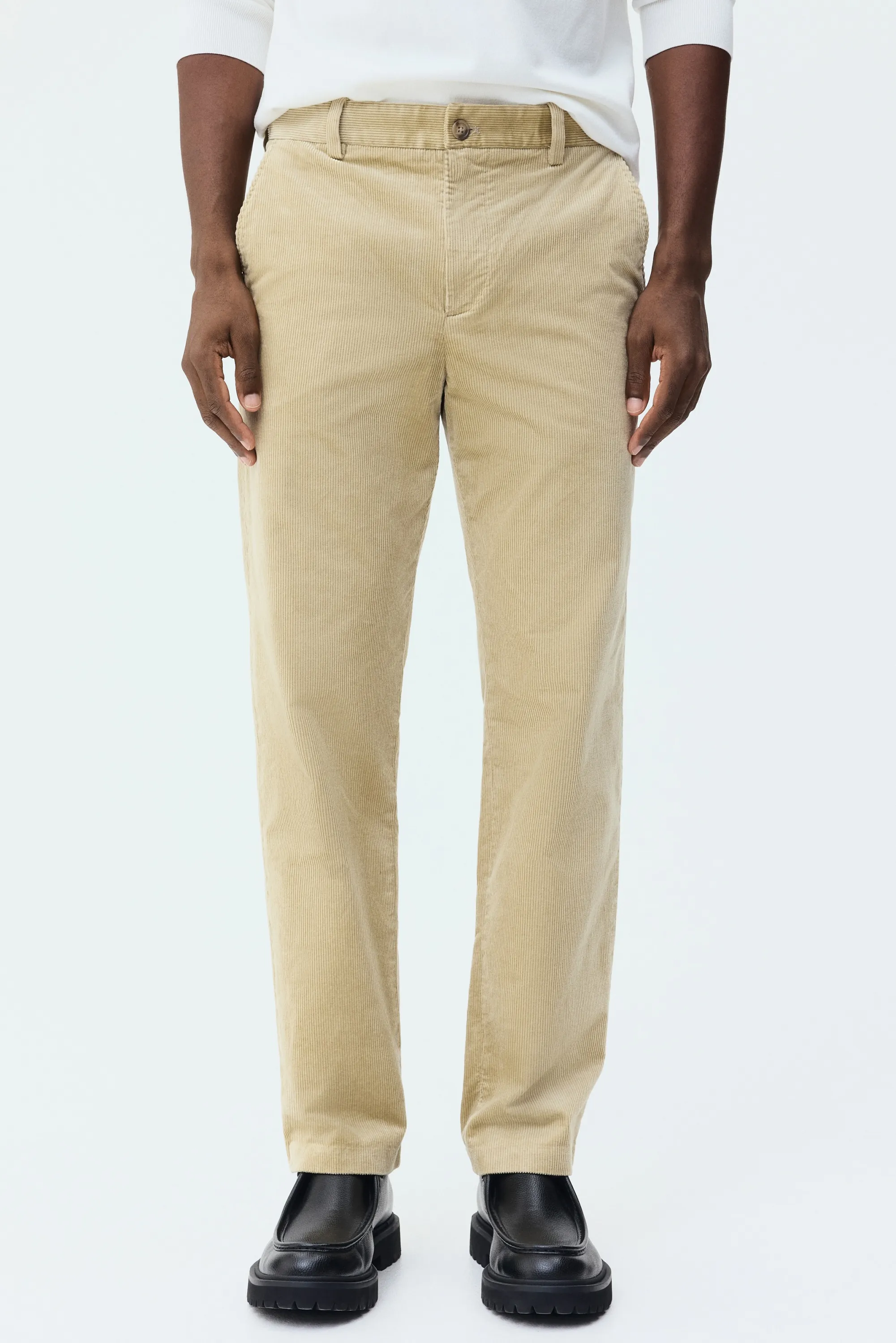 Pantalon Regular Fit en velours côtelé - Beige