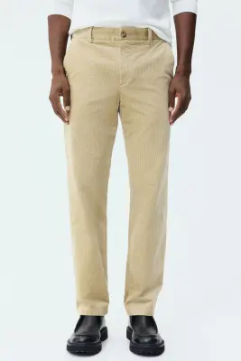 Pantalon Regular Fit en velours côtelé - Beige — photo 1