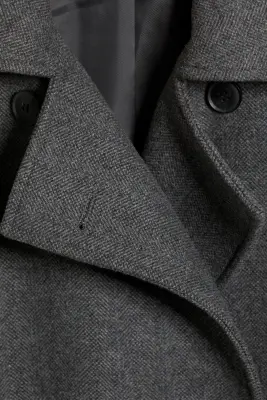Manteau oversize croisé en laine mélangée Kia - Gris foncé chiné — photo 5