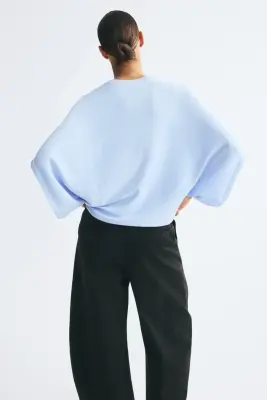 Top boxy en maille fine - Bleu clair — photo 2