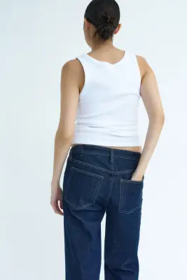 MAMA Straight Low Waist Jeans - Bleu denim foncé — photo 1