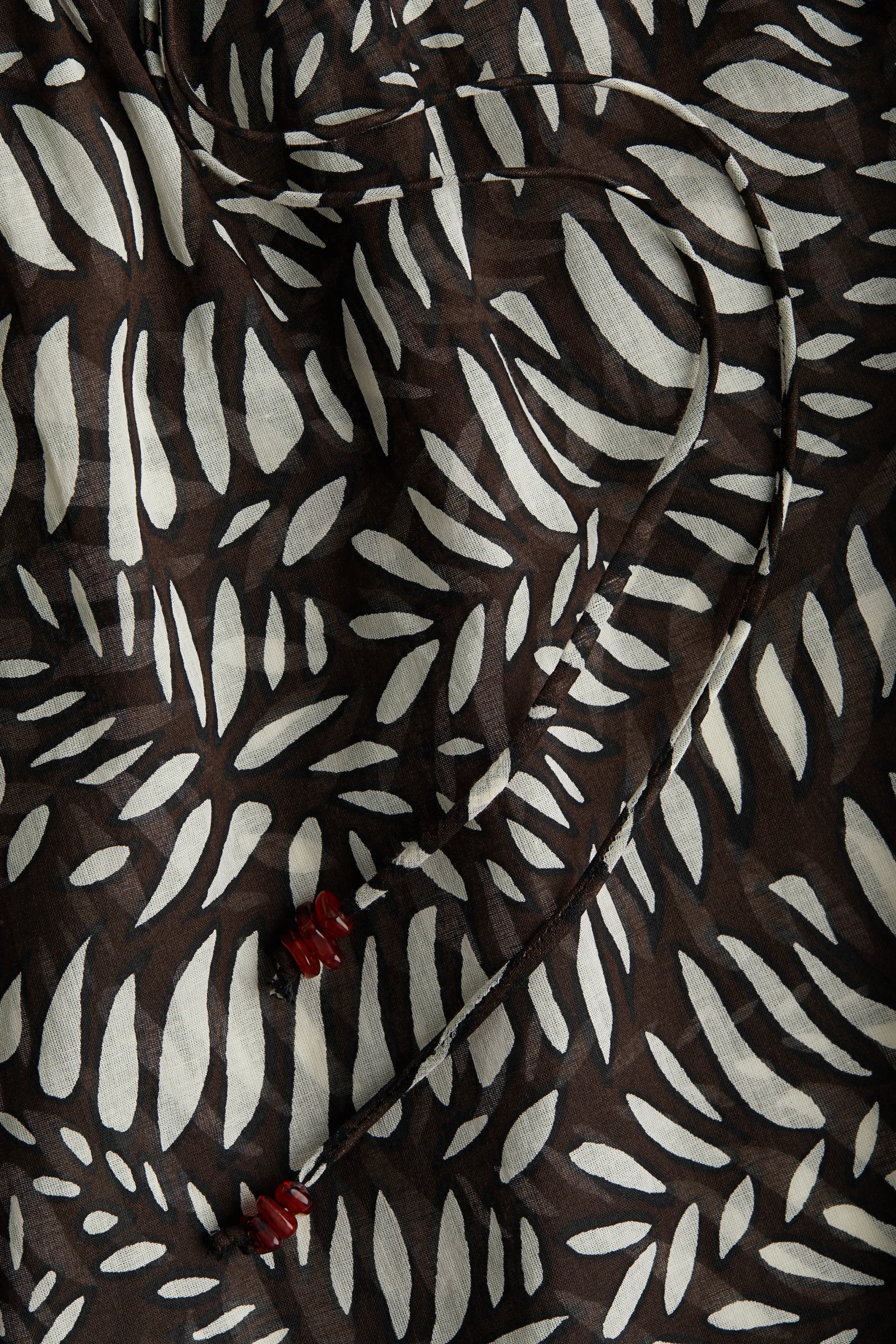 Blouse oversize en coton - Marron foncé/motif