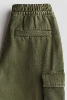 Pantalon cargo en coton - Vert kaki foncé — photo 4