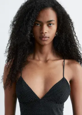 Robe nuisette midi à pois - Noir/À micro pois — photo 4