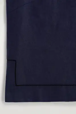 GILET EN LIN À FINITION BRODÉE - BLEU MARINE — photo 5