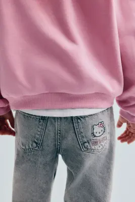 Jean loose avec motifs - Gris clair/Sanrio — photo 1