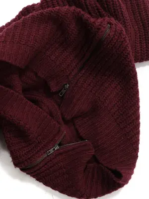Pull col rond en grosse maille d'alpaga et laine mélangée zip côté Prix boutique 350€ Taille S — photo 4