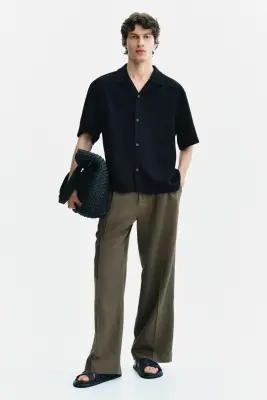 Chemise Relaxed Fit à col cubain - Noir — photo 2