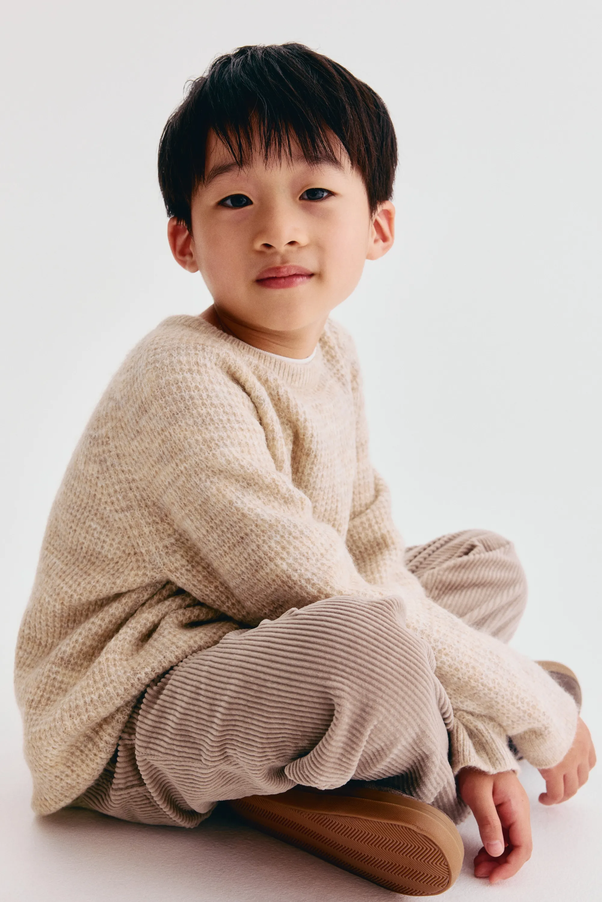 Pantalon en velours de coton côtelé - Taupe