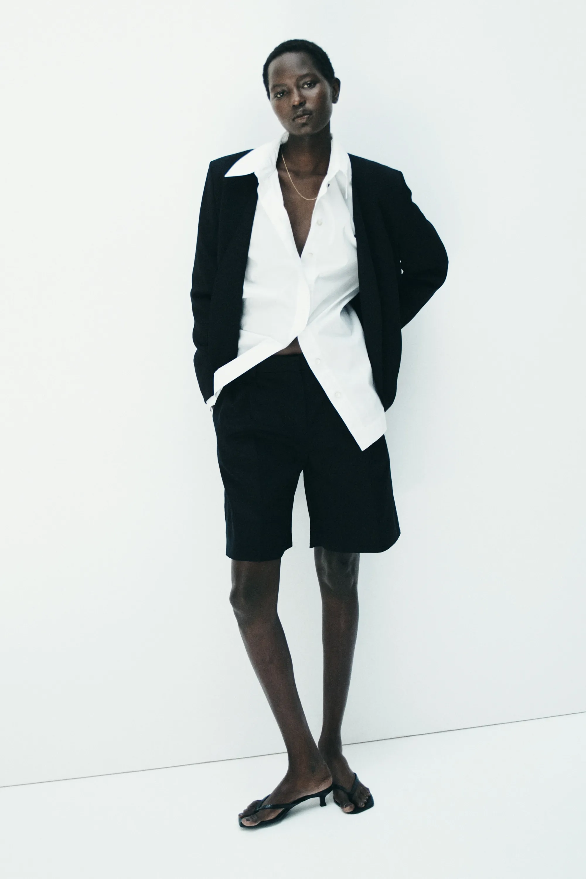 Short chic en lin mélangé - Noir