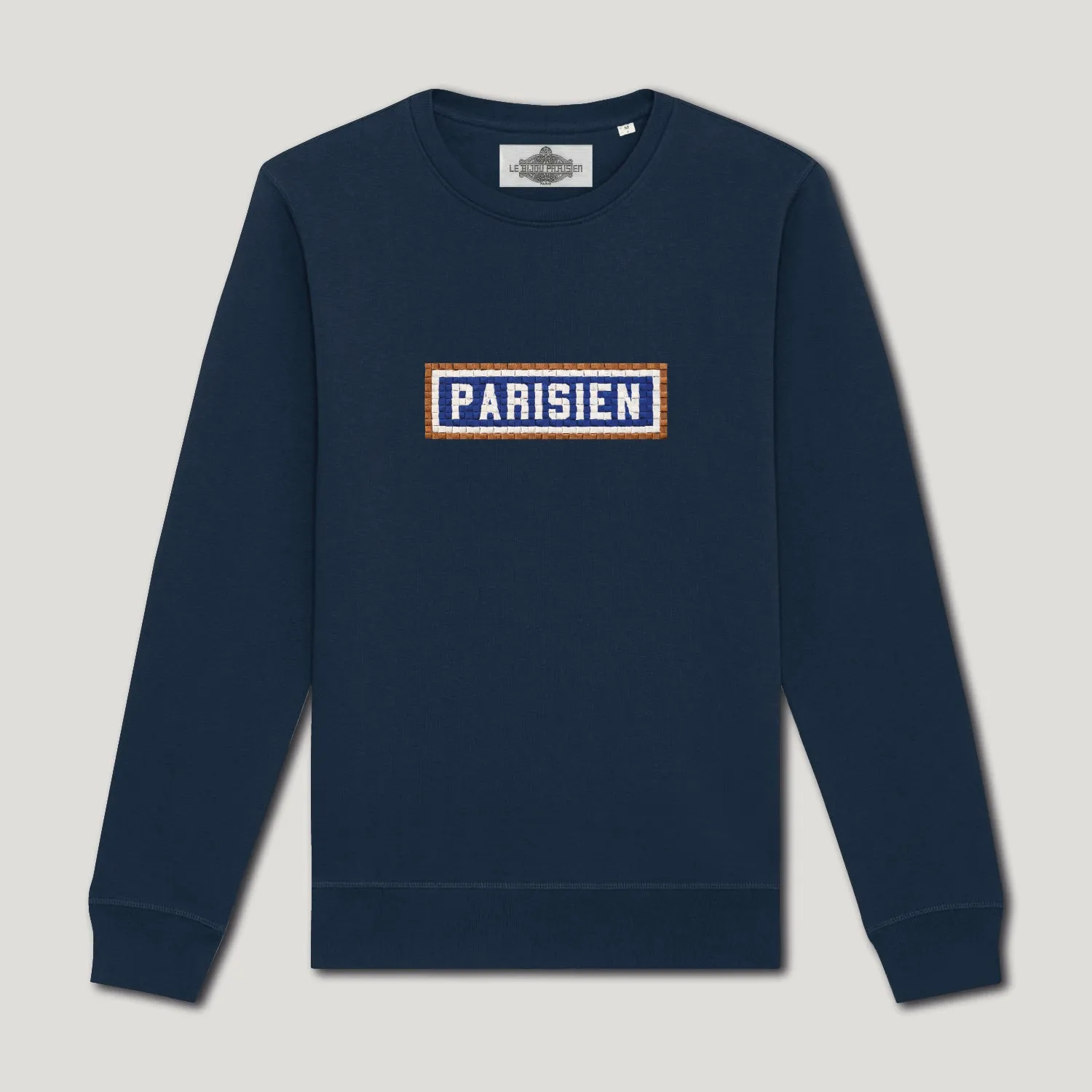 SWEAT-SHIRT COTON BIO BRODÉ - PARISIEN - NAVY