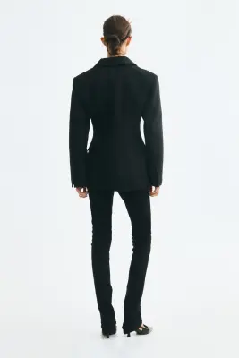 Blazer sablier en laine mélangée - Noir — photo 3